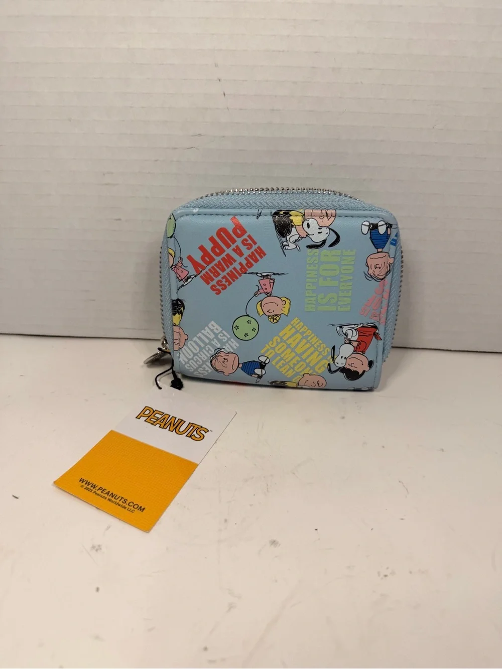 Peanuts Snoopy and Friends 'Happiness' Print Zip-Around Mini Wallet